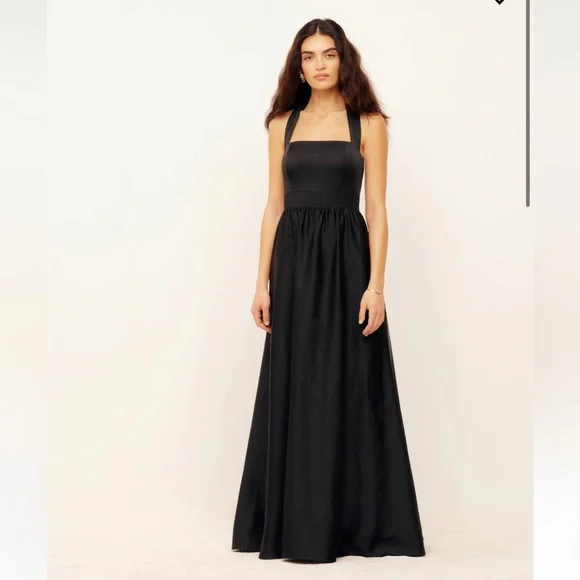 REFORMATION EDESSA BLACK LONG DRESS REFORMATION EDESSA BLACK LONG DRESS
